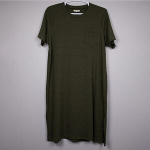 Madewell green ribbed pocket tee midi dress-XXL